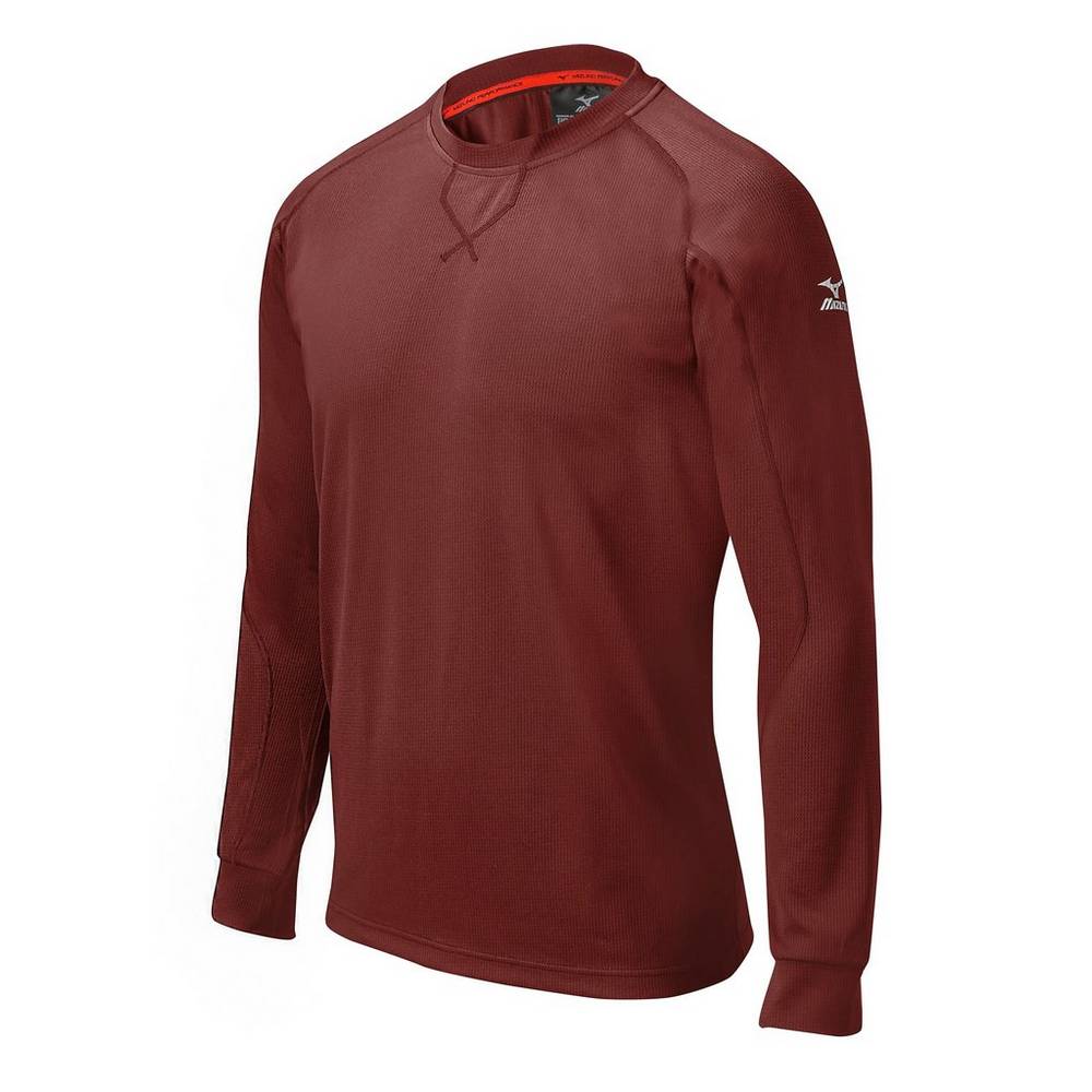 Blusa Mizuno Baseball Comp Long Sleeve Training - Homem - Bordeaux - OGYUV7854